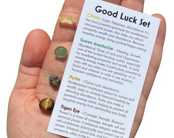 Prosperity & Abundance Crystal Chip Set - Crystals and Stones - Citrine Crystal, Tigers Eye Stone, Pyrite Stone, Green Aventurine