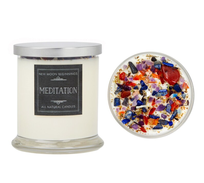 Meditation Candle - Nag Champa Candles - Soy Aromatherapy Candle for Meditation - Crystal Candle - Yoga & Meditation Gift - Nag Champa Scent image 6