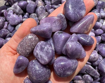 Purple Lepidolite Tumbled Stone - Multiple Sizes Available - Tumbled Natural Lepidolite Crystal - Polished Purple Lepidolite Gemstone