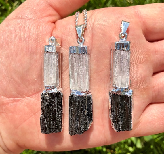 Selenite and black tourmaline best sale necklace