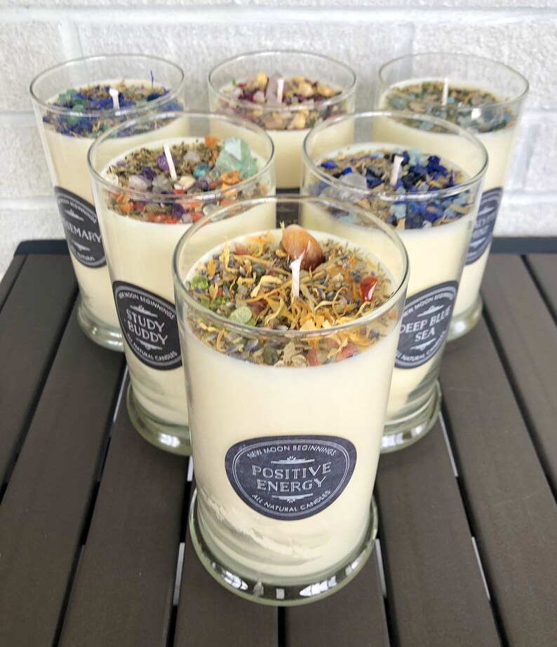 Crystals & Herb Energy Candles 21oz Soy Candles Handmade Etsy