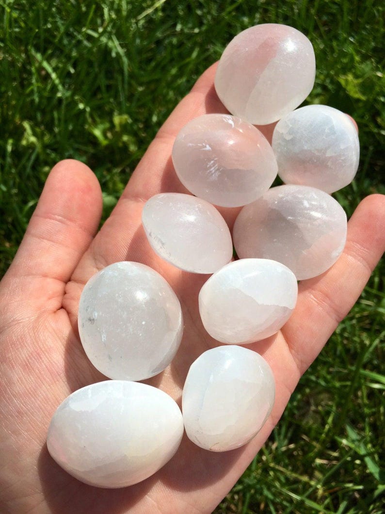 Selenite Crystal - Hand Polished Selenite Sphere - Crystals & Stones - Tumbled Selenite - Energy Cleansing - Selenite Tumbled Stone image 4