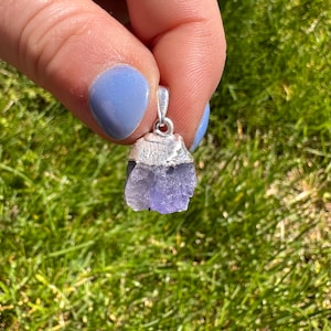 Tanzanite Pendant in Sterling Silver - Raw Tanzanite Crystal Necklace - Rough Tanzanite Crystal Pendant - Tanzanite Sterling Silver Pendant