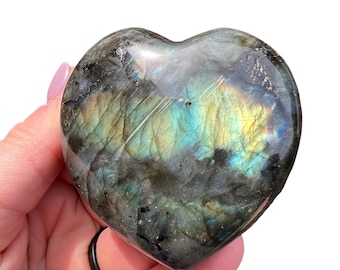 Labradorite Crystal Heart - Labradorite Stone Heart - Crystals and Stones - Third Eye Chakra - Polished Labradorite Heart Stone