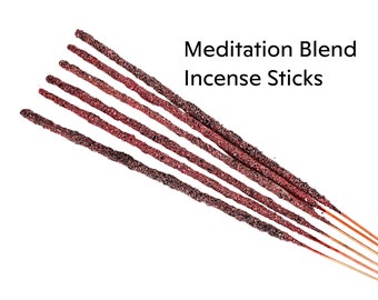 Meditation Incense Sticks (6) - Blend of Jasmine, Rose, Gardenia, Patchouli & Sandalwood Scents - Smoke Cleansing - Natural Resin Incense