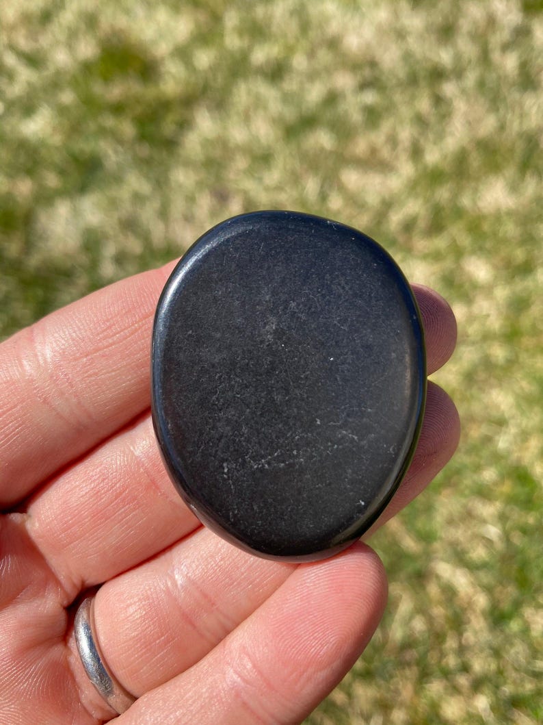 Shungite Worry Stone (1.25" - 2") Polished Shungite Crystal - Genuine Shungite Crystal Worry Stone - Shungite Palm Stone - EMF Protection image 10