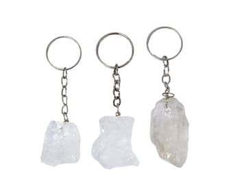 Clear Quartz Crystal Keychain - Raw Quartz Stone Keychain - Crystal Quartz Keychain - Quartz Crystal - Quartz Crystal Keyring - 20% Off!