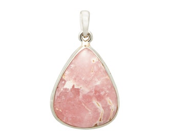 Rhodochrosite Pendant - Polished Rhodochrosite in Sterling Silver - Rhodochrosite Teardrop Pendant - Pink Rhodochrosite Jewelry - 3