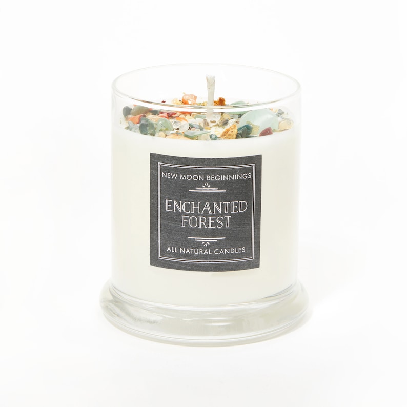 Enchanted Forest Candles Whimsical Candle Handmade with Crystals /& Herbs Romance and Love Candle Soy Aromatherapy Candle