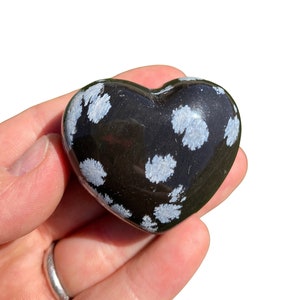 Snowflake Obsidian Crystal Heart (~1.75&quot;) - Polished Heart Shaped Crystal - Snowflake Obsidian Stone Heart - Large Snowflake Obsidian Heart
