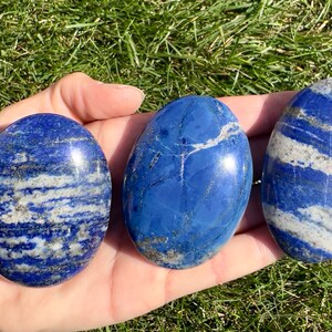 Lapis Lazuli Stone Lapis Lazuli Palm Stone Grade A Polished Lapis Lazuli Palm Stone Crystal Tumbled Blue Lapis Lazuli Worry Stone image 7