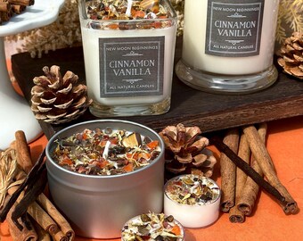 Cinnamon Vanilla Candles - Fall Candles - Warm Vanilla Candle - Made with Crystals - Soy Tealights - Vanilla Cinnamon Candle - Handmade!
