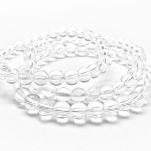 Clear Quartz Bracelet - 6mm Beads - Elastic Bracelet - Clear Quartz Stretch Bracelet - Genuine Clear Quartz Jewelry - Gemstone Bracelet