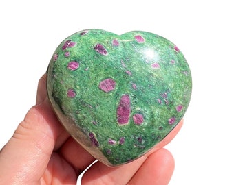 Rubin w kamieniu Fuchsite Heart Stone (1,5" - 2,75") Polerowany rubin w krysztale Fuchsite - szlifowany rubin w krysztale Fuchsite Heart - Rubin w krysztale Fuchsite Heart