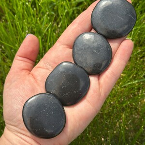 Shungite Worry Stone (1.25" - 2") Polished Shungite Crystal - Genuine Shungite Crystal Worry Stone - Shungite Palm Stone - EMF Protection image 3