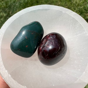 Bloodstone & Garnet Crystal Set Strength and Healing Tumbled Bloodstone Tumbled Garnet Root Chakra Crystal Kit Protection Stones image 5