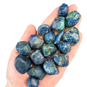 Azurite Tumbled Stone - Grade A - Multiple Sizes Available - Polished Azurite Crystal - Tumbled Azurite Malachite - Blue Green Healing Stone