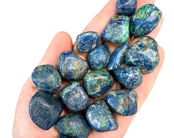 Piedra pulida de azurita - Grado A - Múltiples tamaños disponibles - Cristal de azurita pulido - Malaquita azurita pulida - Piedra verde azulada