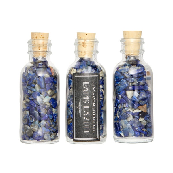 Lapis Lazuli Crystal Bottle - Lapis Lazuli Stone Bottle - Lapis Lazuli Chips - Gemstone Bottle - Lapis Lazuli Gemstone Chips - Lazurite Chip