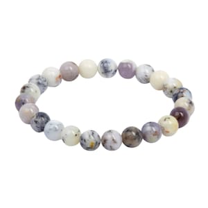 Pulsera de ópalo dendrítico (6 mm y 8 mm) - Joyería de ópalo dendrítico - Pulsera elástica - Pulsera de merlinita - Auténticas cuentas de ópalo dendrítico