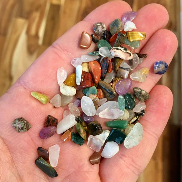 Assorted Tumbled Crystal Chips - Multiple Sizes Available - Tumbled Mixed Gemstone  - Mixed Assortment of Tumbled Stones and Crystal Chip