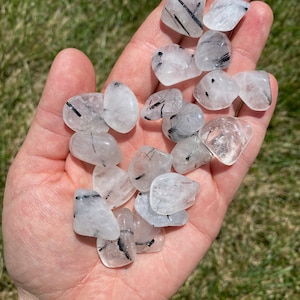 Tourmalinated Quartz Tumbled Stone - Grade A - Multiple Sizes Available - Polished Tourmalinated Quartz Crystal - Black Rutilated Quartz