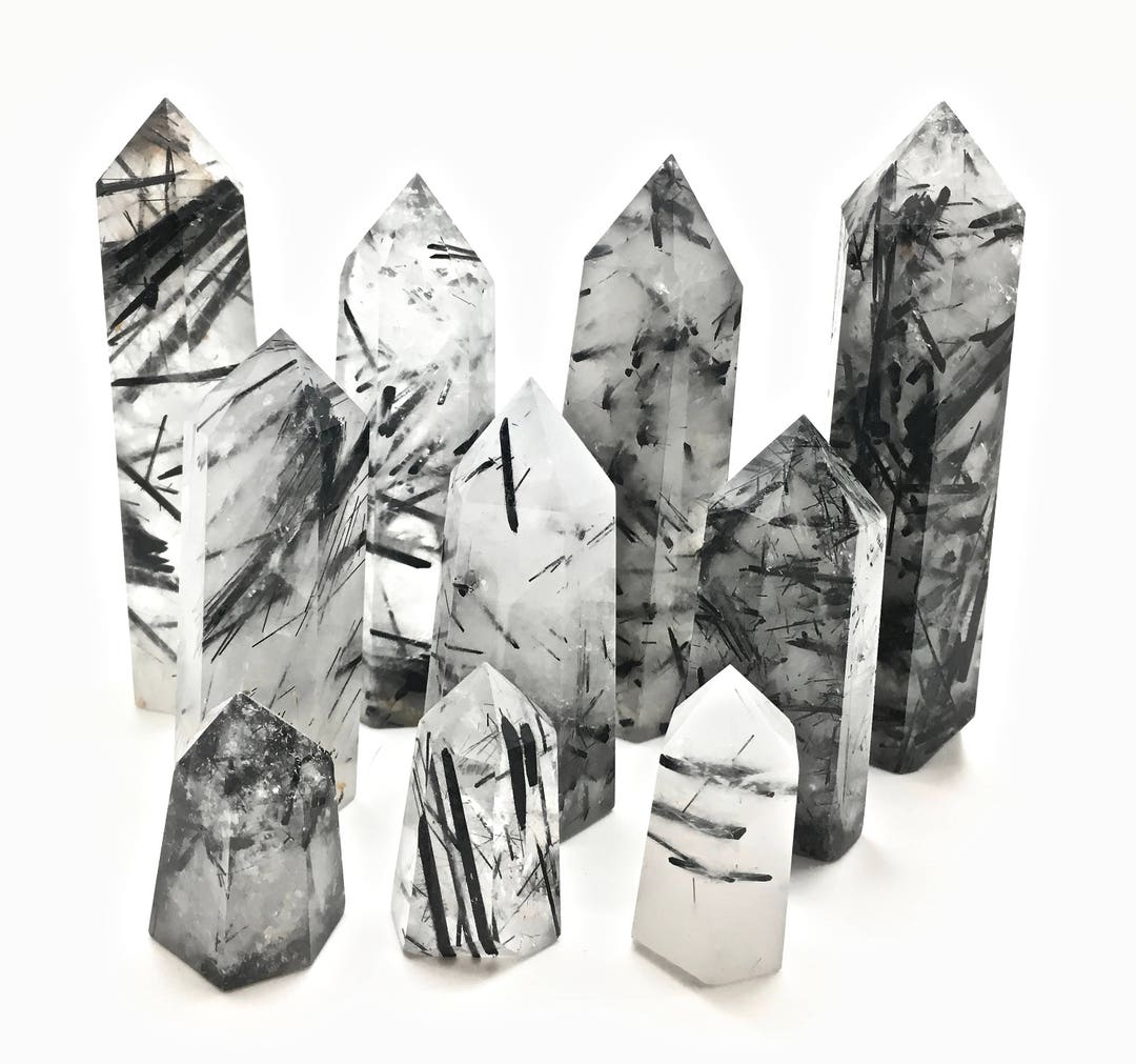 Black Tourmaline Stone in Quartz Crystal Point Polished Tourmalinated Quartz Tower Tumbled Black Tourmaline and Clear Quartz Crystal Etsy Canada