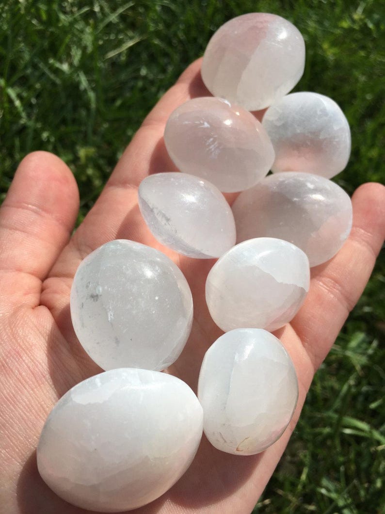Selenite Crystal - Hand Polished Selenite Sphere - Crystals & Stones - Tumbled Selenite - Energy Cleansing - Selenite Tumbled Stone image 3
