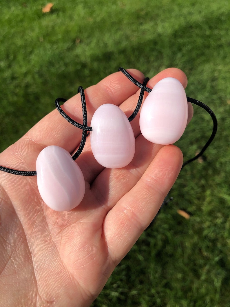 Mangano Calcite Necklace on 28" Black Cord - Pink Calcite Stone - Mangano Calcite Teardrop Pendant - Polished Teardrop - Crystal Necklace image 4
