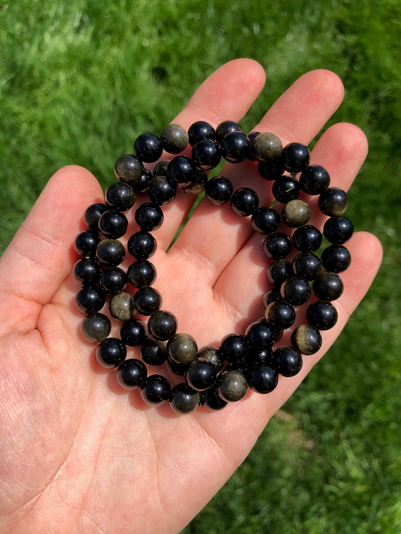 Gold Sheen Black Obsidian Bracelet – Tina Crystals