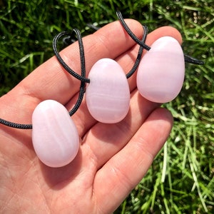 Mangano Calcite Necklace on 28" Black Cord - Pink Calcite Stone - Mangano Calcite Teardrop Pendant - Polished Teardrop - Crystal Necklace image 3