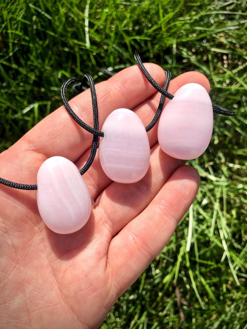 Mangano Calcite Necklace on 28" Black Cord - Pink Calcite Stone - Mangano Calcite Teardrop Pendant - Polished Teardrop - Crystal Necklace image 3