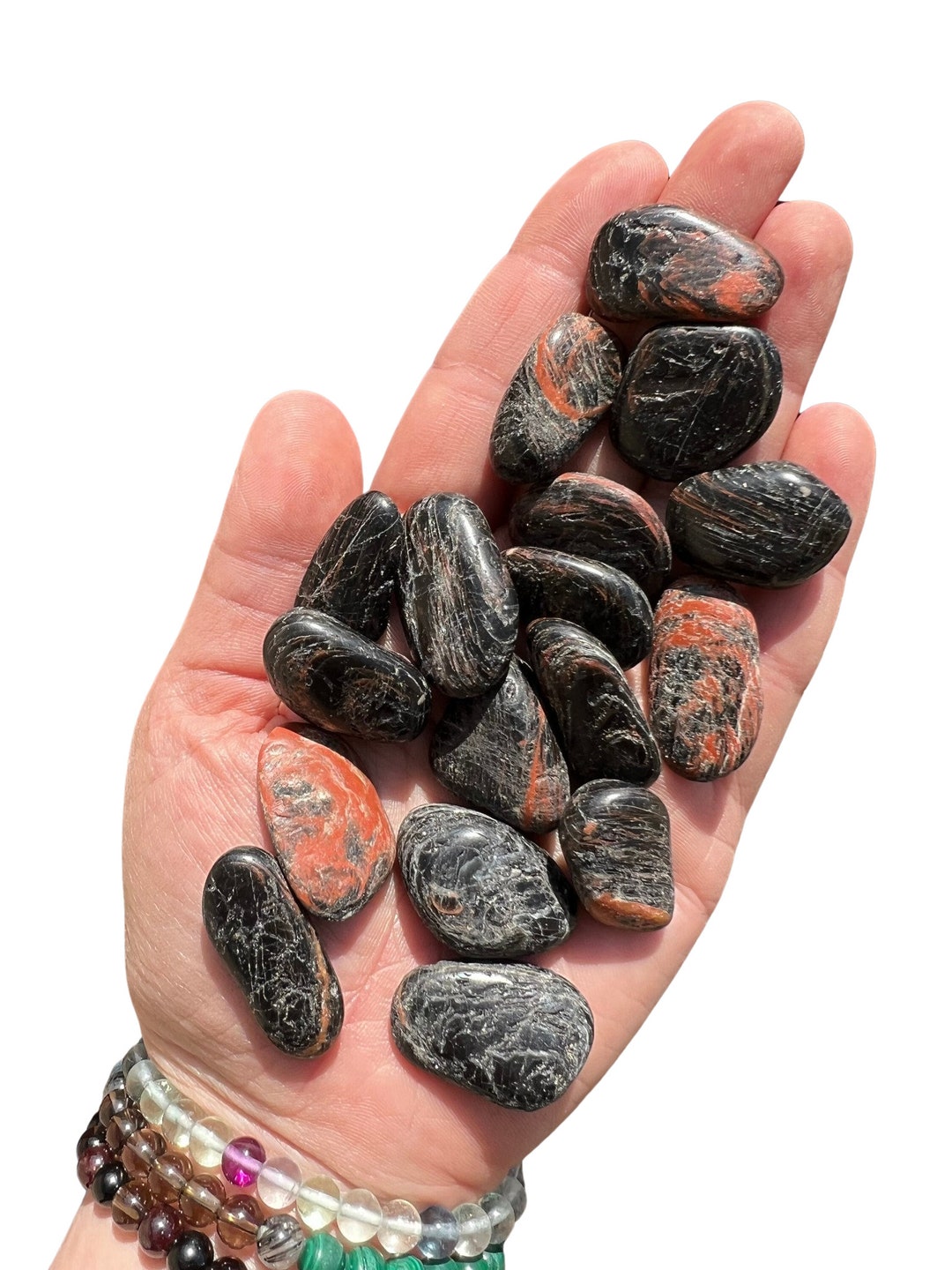 no。020   tourmaline × jasper Black Tourmaline and Red Jasper Stone (0.75
