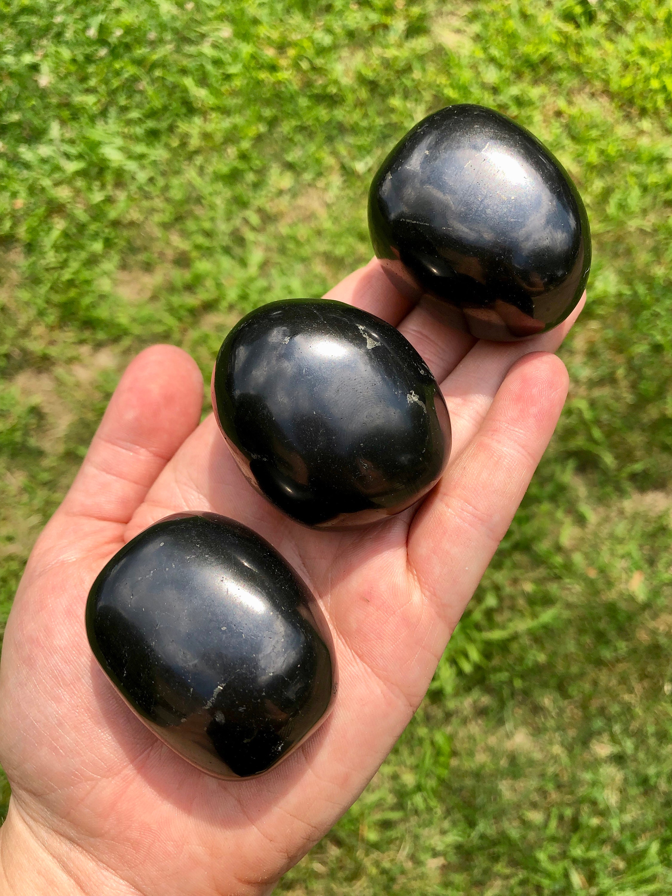 Shungite palm stone raw shungite stone Healing and Etsy