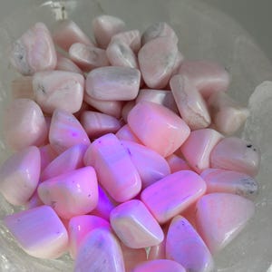 Mangano Calcite Tumbled Stone - Grade A - Multiple Sizes Available - Tumbled Pink Calcite Crystal - Fluorescent Mineral - Polished Mangano image 2