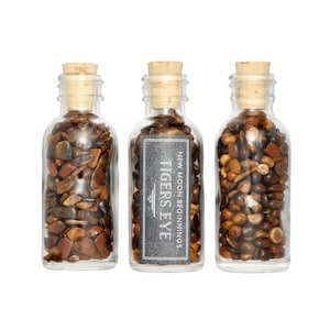 Tigers Eye Crystal Bottle - Tigers Eye Stone Bottle - Tiger Eye Chips - Gemstone Bottle - Tumbled Tigers Eye - Tigers Eye Gemstone Chips
