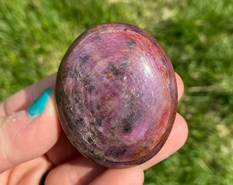 Ruby Crystal Palm Stone (1" - 2.5") Ruby Stone - Polished Ruby Worry Stone - Tumbled Ruby Crystal - Large Natural Ruby Gemstone