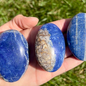 Lapis Lazuli Stone Lapis Lazuli Palm Stone Grade A Polished Lapis Lazuli Palm Stone Crystal Tumbled Blue Lapis Lazuli Worry Stone image 8