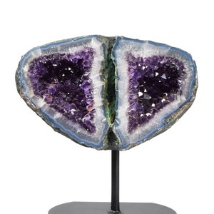 Raw Amethyst Cluster with Metal Stand - Large Amethyst Crystal Cluster - One of a Kind Amethyst Geode - Rough Amethyst Geode on a Stand - 30