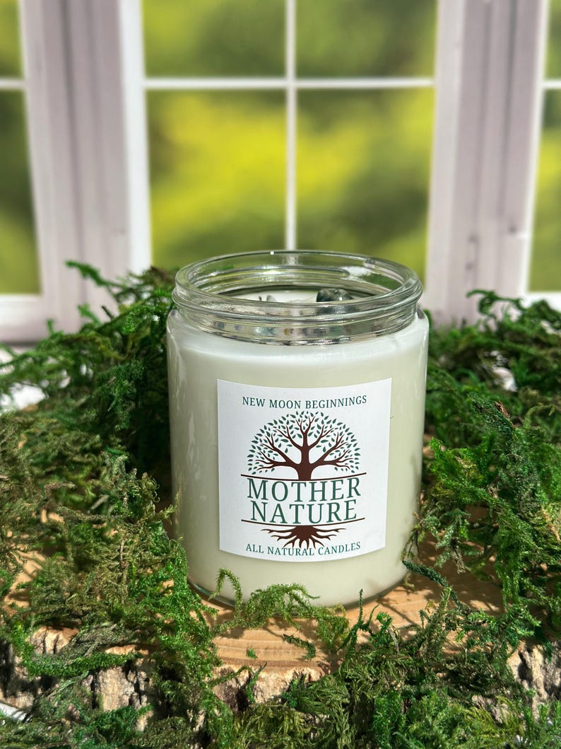Mother Nature Candle - Handmade Gaia Crystal Candle - Scented Soy Wax Candle for Grounding & Manifestation - Hand Poured Petrichor Candle image 3