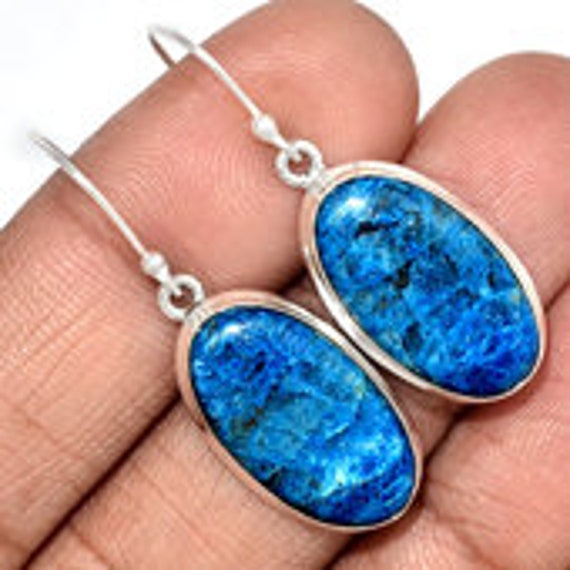 Shattuckite Silver Wrapped Earrings