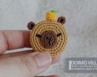 Crochet Magnets: Cute Capybara with YUZU *Made2Order* Amigurumi, Crochet, Handmade