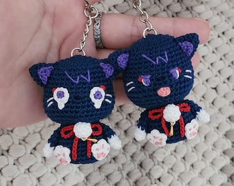 Amigurumi - GENSHIN the Wanderer, Scaramouche, sad cat of tongue out cat *Made2Order*
