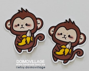 Sticker - A Baby Monkey Banana Time (x1) NEW Matte Coated