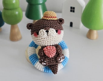 Amigurumi Collection - Little Summer Otter with Straw Hat! (Made2Order)