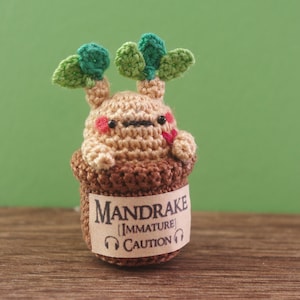 Amigurumi Caution: Fatal Cry mini Mandrake in the Pot Made2Order image 2