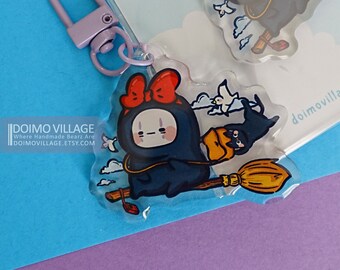Acrylic Epoxy Keychain (Clear) - Flying Broomstick (x1)