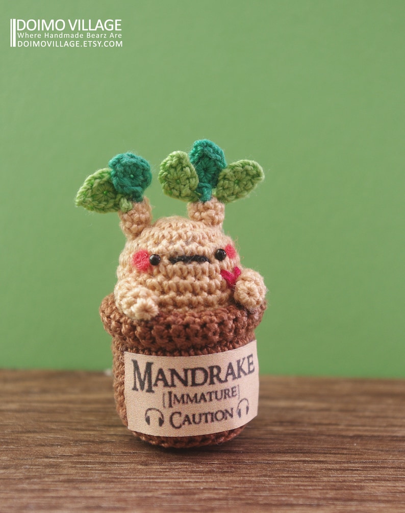 Amigurumi Caution: Fatal Cry mini Mandrake in the Pot Made2Order image 2