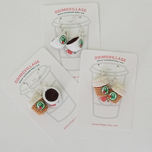 Amigurumi - ACNH 1"inch Brewster Coffee Silver Earring Pair x1  *Made2Order*