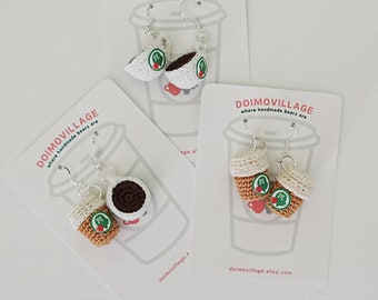 Amigurumi - ACNH 1"inch Brewster Coffee Silver Earring Pair x1  *Made2Order*